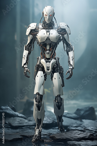 Futuristic cyborg in profile. Futuristic and advanced robot conce © Hatai