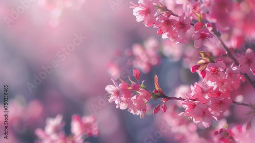 A delicate display of cherry blossoms bathed in soft, dreamy light, evoking a sense of renewal and springtime beauty