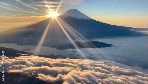 富士山 初日の出 日本 ai生成画像