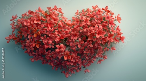  a bunch of red flowers in the shape of a heart on a blue background with space for a text or an image to be used for a greeting card or for valentine's day.