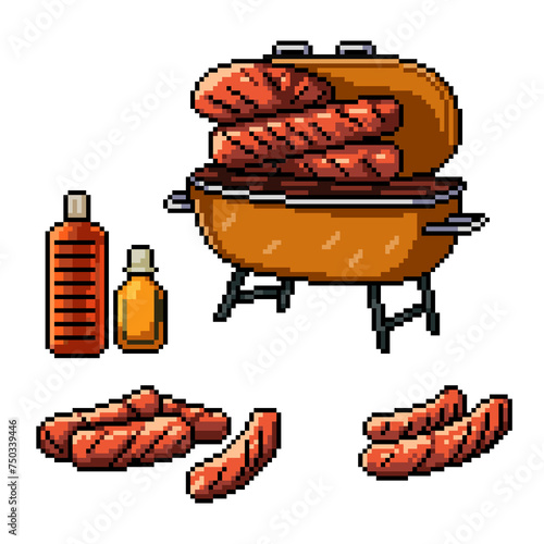 pixel art of outdoor bbq party