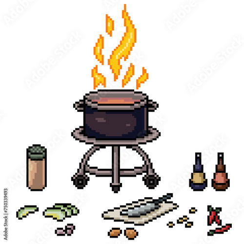 pixel art of spices soup pot