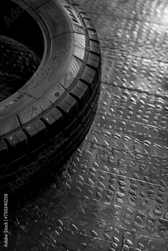 Abstract background of a rolling tyre on the floor © Emanuel
