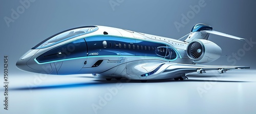Futuristic passenger airplane. Aviation transportation vehicle. Generative AI technology.