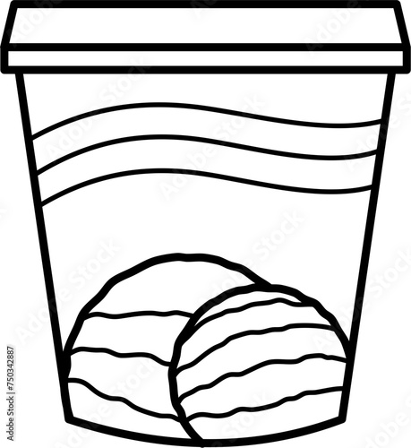 Ice cream tub outline illustration vector