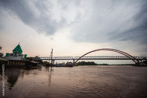 Kahayan Bridge, icon and landmark of Palangka Raya city, the biggest bridge over Kahayan River. photo