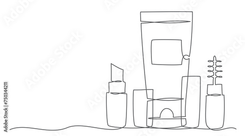Cosmetic One line drawing isolated on white background