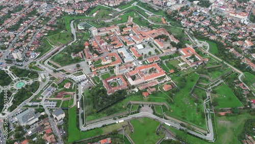 Alba Lulia Fortified City in Transylvania, Romania - Aerial 4k Circling photo