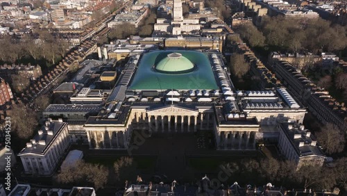 Establishing aerial shot of the British museum central London photo