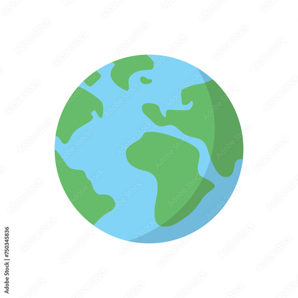 Vector planet Earth icon. Flat planet Earth icon on white Vector planet Earth icon. Flat planet Earth icon on white