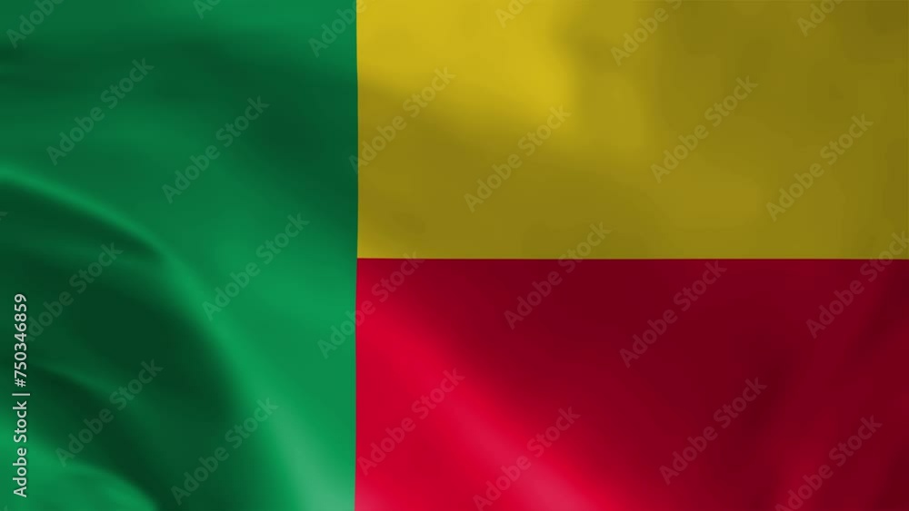 Benin flag waving animation, perfect looping, 4K video background, official colors, looping