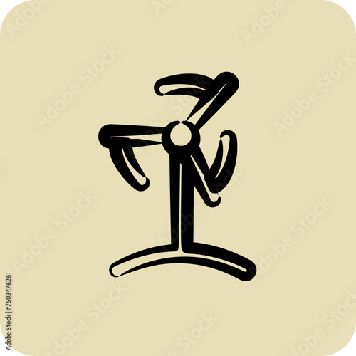 Icon Wind Turbine. suitable for Ecology symbol. hand drawn style. simple design editable. design template