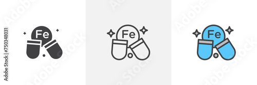 Iron Capsule Isolated Line Icon Style Design. Simple Vector Illustration