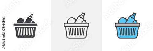 Grocery Shopping Isolated Line Icon Style Design. Simple Vector Illustration