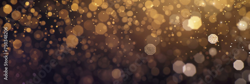 abstract golden glow bokeh light background on dark background, silver and gold glitter background montion, defocused,banner christmas holiday new year background