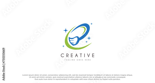 Letter C and clean carpet logo vector. Interiors cleaning service business logo template design concept.