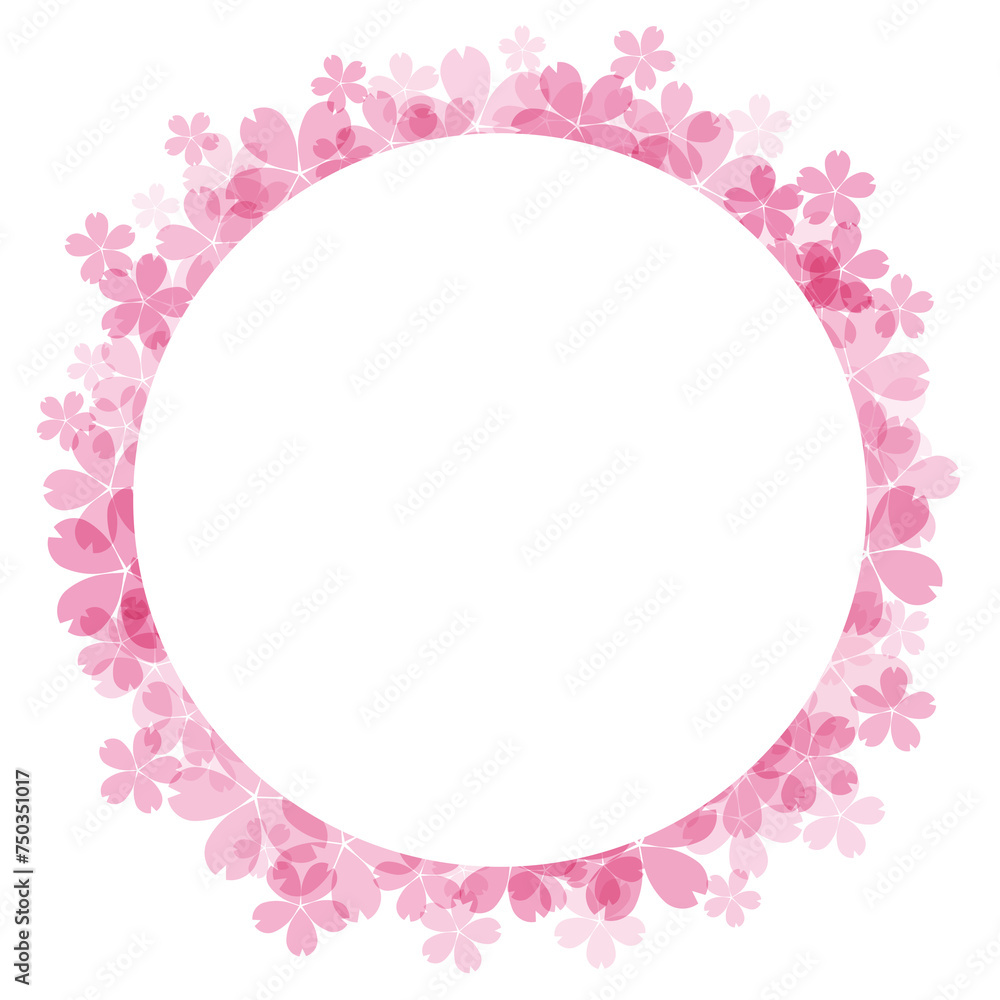 ピンクの桜の花の円形フレーム