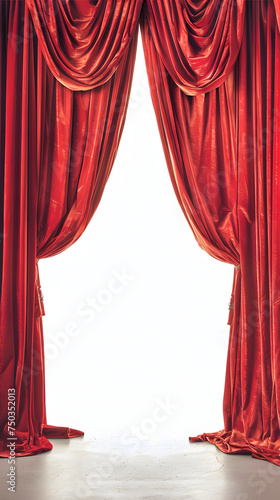 Red Curtains on white background