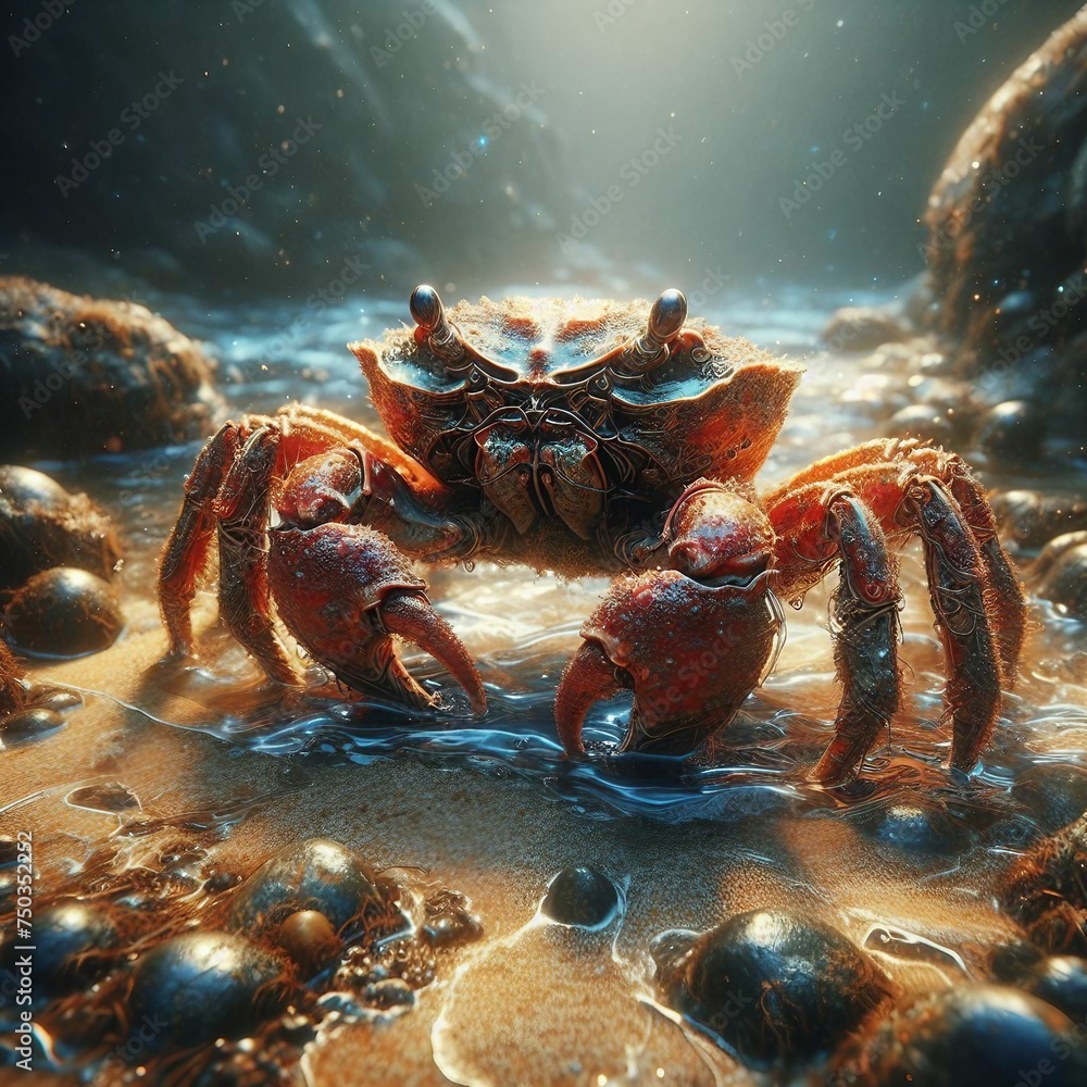 Colorful crab exploring the vibrant underwater world of the ocean floor