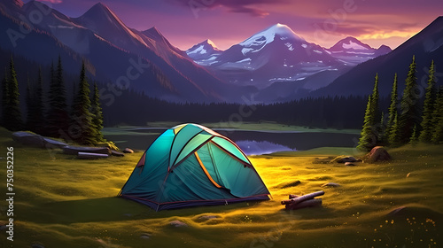 Camping tent, concept image about travel, nomadic life and sustainable vacations