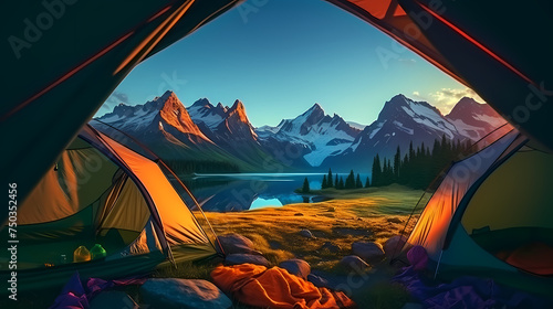 Camping tent, concept image about travel, nomadic life and sustainable vacations © Derby
