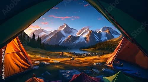 Camping tent  concept image about travel  nomadic life and sustainable vacations