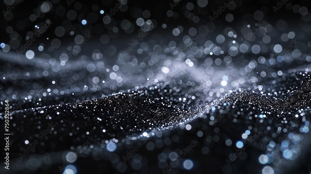 Glitter Black Glowing Sand Dark Black Background with Neon blinking light Glitter Black Glowing Sand Dark Black Background with Neon blinking light