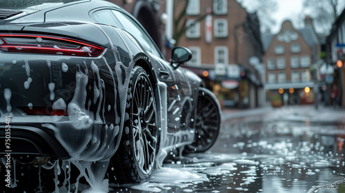 Supercar washing in outdoor