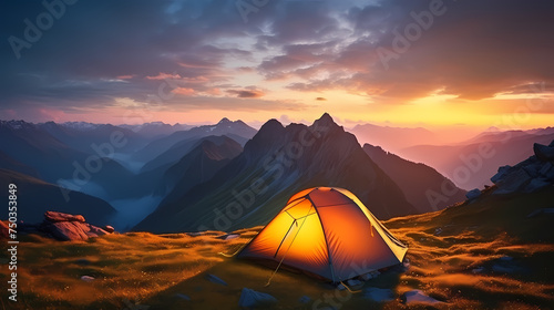 Camping tent, concept image about travel, nomadic life and sustainable vacations