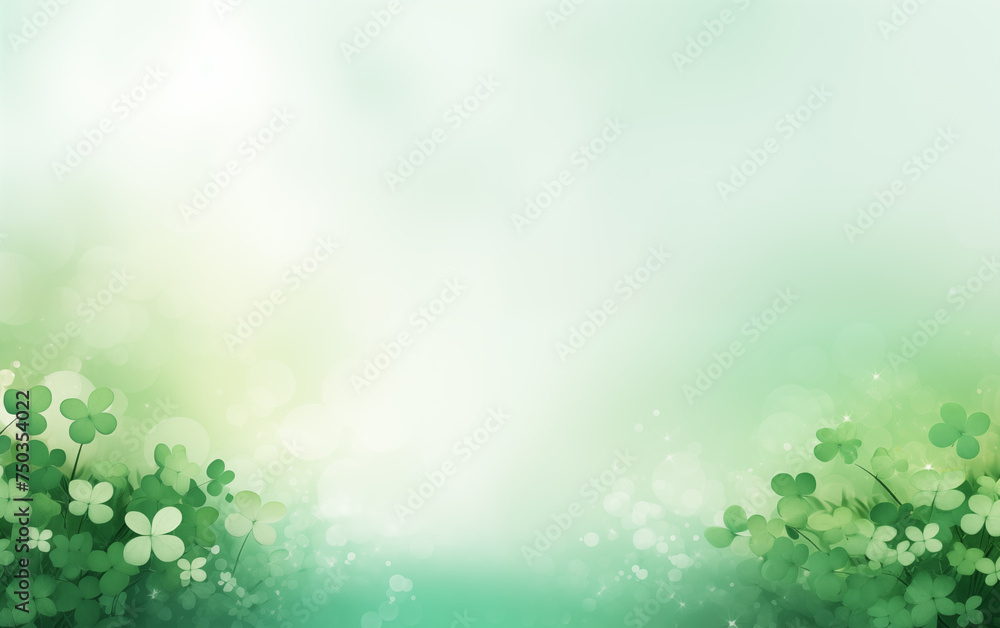 Saint Patrick's day - clover green illustration background with blank copy space design assets.