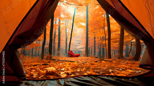 Camping tent, concept image about travel, nomadic life and sustainable vacations