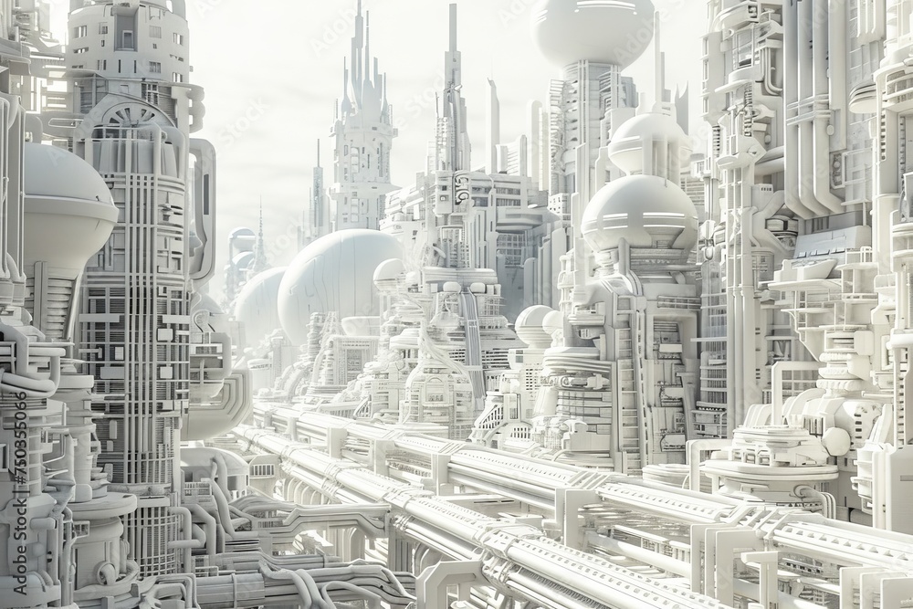 futuristic white city architecture