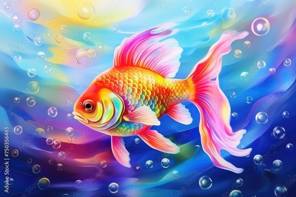 the multi-color fish under blue water wave the multi-color fish under blue water wave