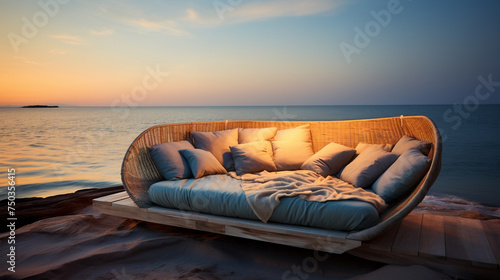 Bed by the sea Creative design concept © Fareedoh