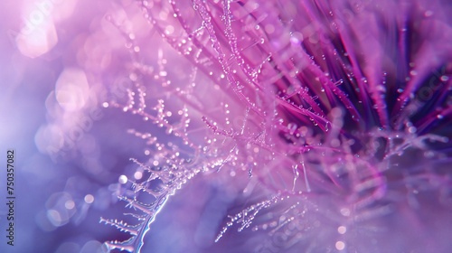 Frozen Tranquility: Extreme close-up captures the milk thistle's icy allure, reminiscent of Frozen Morning Dew.