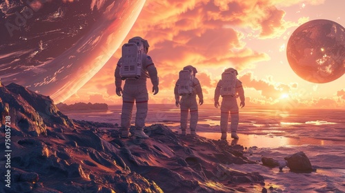 A team of astronauts prepare to land on a new  unknown planet. Discover new planets and go on space exploration missions.