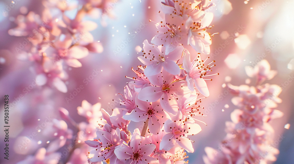 Spring Blossoms Unfurl, A Delicate Dance of Pink and Light, The Tender Beauty of Cherry Blooms