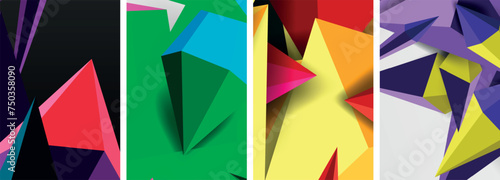 Triangle abstract concepts poster set with geometric minimal designs