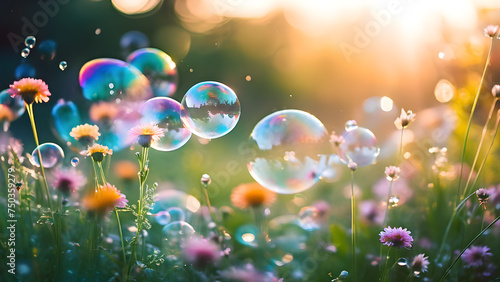 soap-bubbles-floating-above-a-meadow-of-mini-wildflowers-in-full-bloom-blades-of-grass-swaying