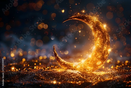 Golden Crescent in the Style of Whimsical Fairy Tales