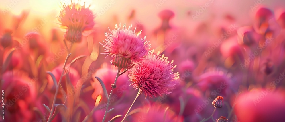 Serene Spectrum: Milk thistle blooms showcase a serene spectrum of hot and cold tones, captivating viewers with their calming allure. Serene Spectrum: Milk thistle blooms showcase a serene spectrum of hot and cold tones, captivating viewers with their calming allure.