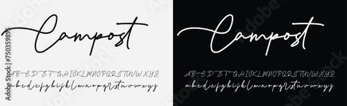 Manual signature for documents on white background. Hand drawn Calligraphy lettering Vector illustration