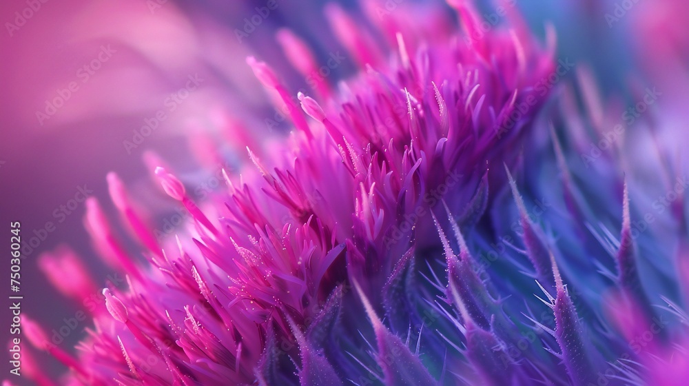 Thistle's Chromatic Waves: Extreme close-up unveils the milk thistle's harmonious hues, resembling Autumn Leaves. Thistle's Chromatic Waves: Extreme close-up unveils the milk thistle's harmonious hues, resembling Autumn Leaves.
