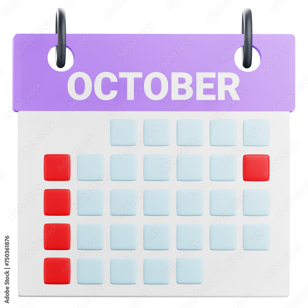 3d October calendar illustration 3d October calendar illustration