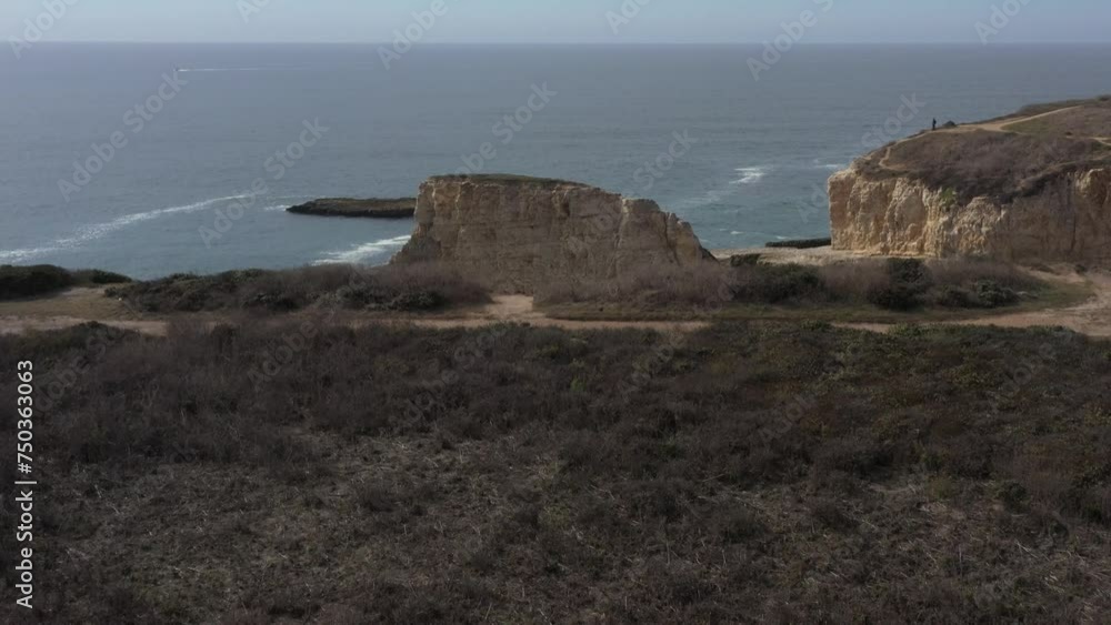 Drone over Shark Fin Cove, Beach in Davenport, California Drone over Shark Fin Cove, Beach in Davenport, California