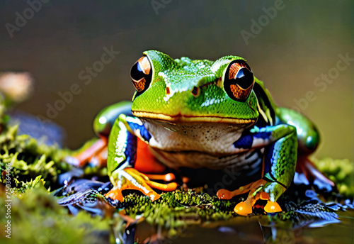 Frog  green frog  macro  realistic  ultra quality  best quality  high detail