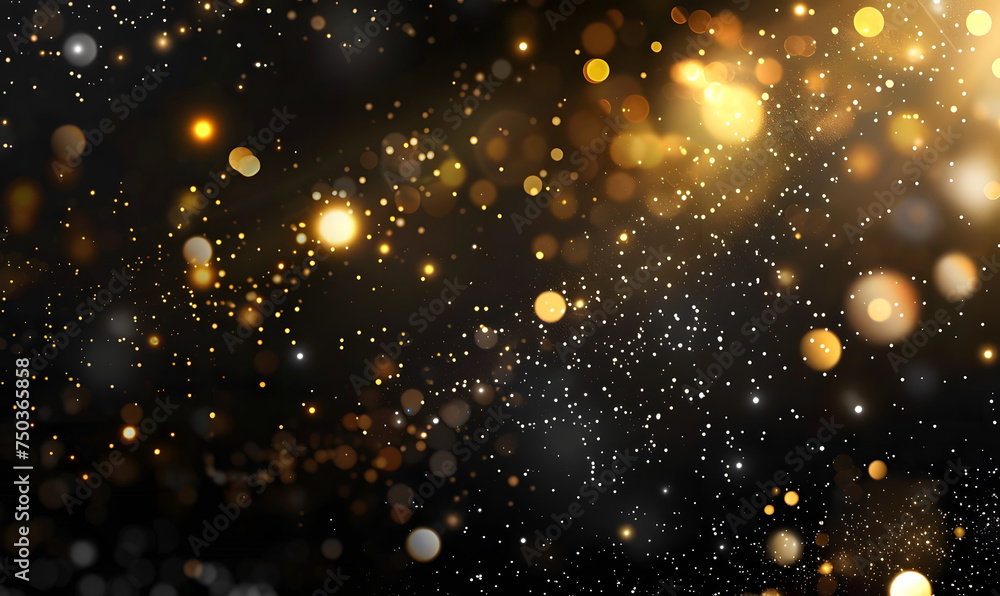 a black background with gold lights and sparkles, Generative AI 