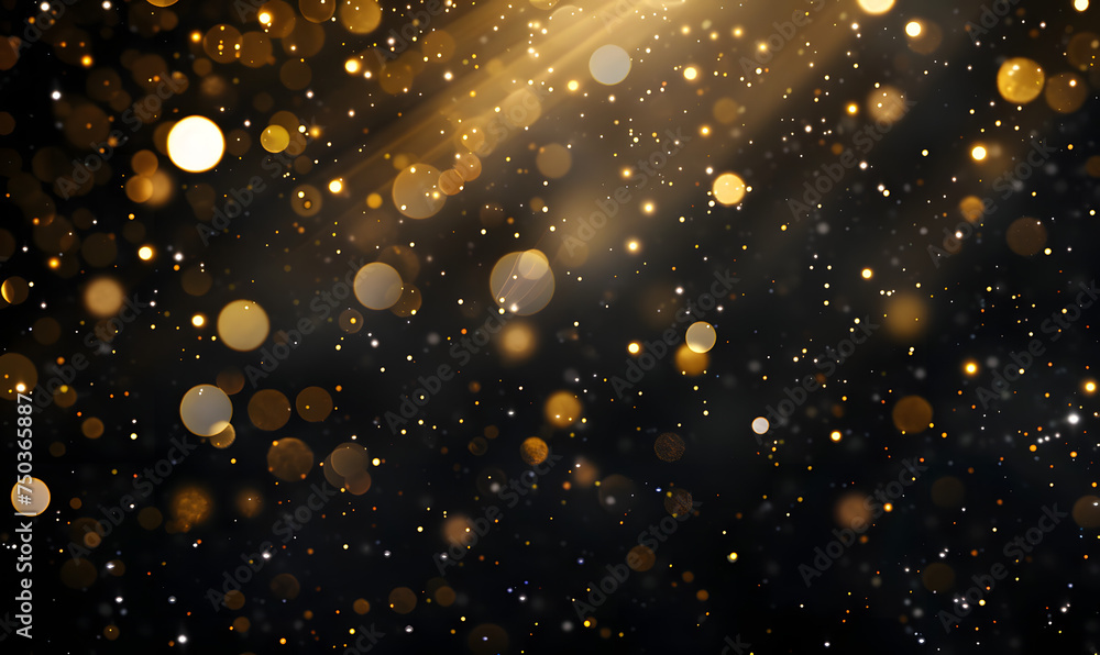 a black background with gold lights and sparkles, Generative AI a black background with gold lights and sparkles, Generative AI