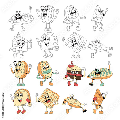Bakery Toast Retro Mascot