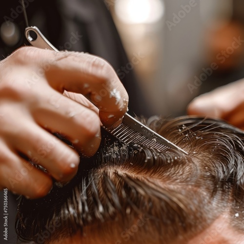 Person Cut Hair by hairdresser in barbeshop